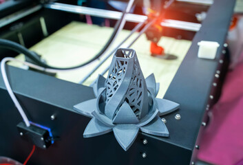 object printed 3d printer close-up. Progressive modern additive technology 4.0 industrial revolution