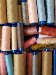 Multi-colored threads lie in a box