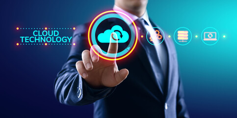 Cloud technology computing networking data storage internet concept.