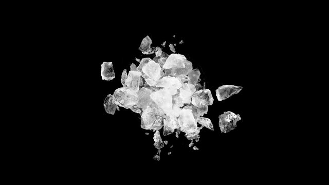 Super slow motion of rotating crushed ice, top view shot. Filmed on high speed cinema camera, 1000 fps.
