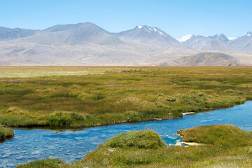 Ak Balyk Lake in Gorno-Badakhshan, Tajikistan. It is located in the World Heritage Site Tajik National Park (Mountains of the Pamirs).