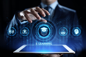 E-learning Online Education Business Internet concept on screen.