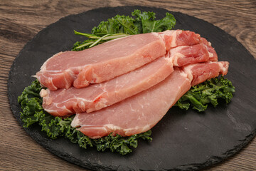 Raw pork steak for cooking
