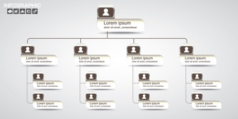 Vector modern and simple organization chart template. vector illustration.