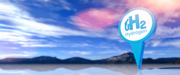 Blue Hydrogen filling H2 Gas Pump station icon isolated on background - H2 energy concept