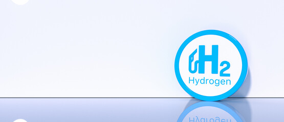 Blue Hydrogen filling H2 Gas Pump station icon isolated on background - H2 energy concept