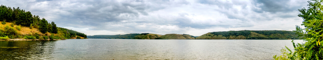 Fototapeta na wymiar landscape of Dniester river, National Nature Park Podilski tovtry, Khmelnytsky region of Western Ukraine