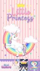 Cute unicorn banner on pastel background color