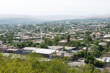 Obraz premium Panorama of Osh City view from Sulayman Mountain in Osh, Kyrgyzstan.