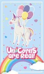 Cute unicorn banner on pastel background color