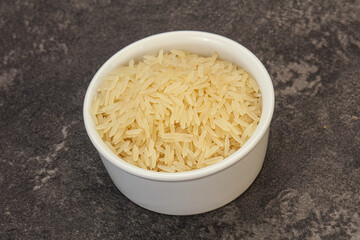 Raw basmati rice in the bowl