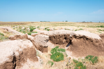 Ruins of Ak Beshim in Tokmok, Kyrgyzstan. It is part of the World Heritage Site Silk Roads: the Routes Network of Chang'an-Tianshan Corridor.