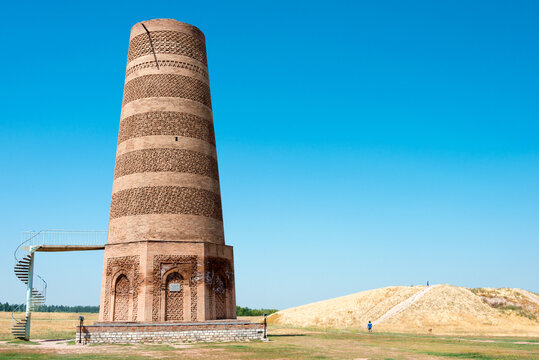 Ruins of Burana Tower in Tokmok, Kyrgyzstan. It is part of the World Heritage Site - Silk Roads: the Routes Network of Chang'an-Tianshan Corridor.