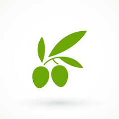 Olive icon sign vector symbol logo illustration for web and mobile olives icon silhouette isolated. Black ripe branch with leaves. Gourmet food emblems. Simple logotype design.