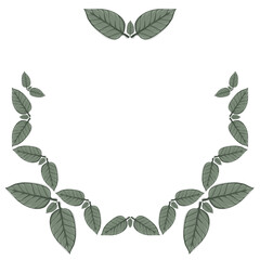 Naklejka premium Vector frame, wreath of dark leaves on a light background