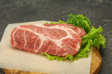 Raw pork meat neck steack