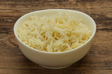 Steamed basmati rice in the bowl