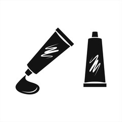 Set tube of oil paint icon isolated on white. Art symbol. Vector stock ilustration. EPS 10