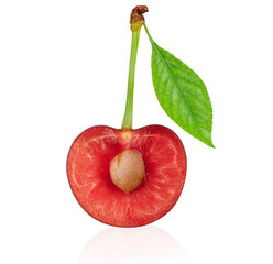 Half of a cherry isolated on white