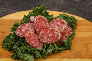 Iberian pork Fuet sausage slices