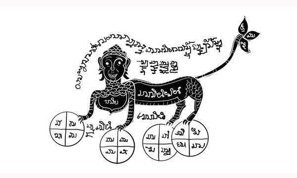 Animal in Thai traditional tattoo, Thai traditional painting in temple, vector