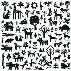 forest animals  graphic icon set