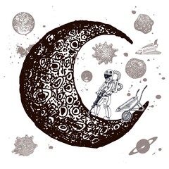 astronaut on white background vector illustration