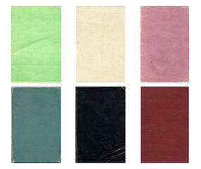 Fototapeta premium Paper and textile textures set. Blank old pages with rough faded surface. Perfect for background and vintage style design. Empty place for text.