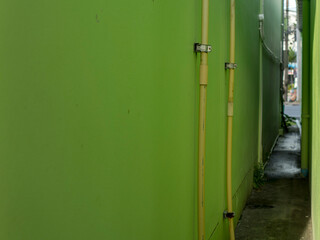 green door in an abandoned building