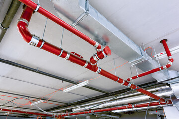installation of pipelines on the ceiling; engineering construction
