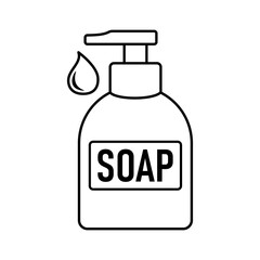 Vector illustration on a white isolated background - hands soap. Hand soap glyph icon. Liquid antibacterial soap.