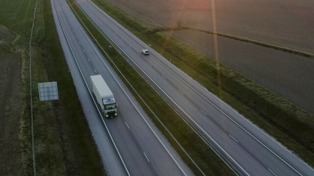 High angle view of light traffic on a highway