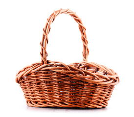 Fototapeta na wymiar Empty wicker basket isolated on white