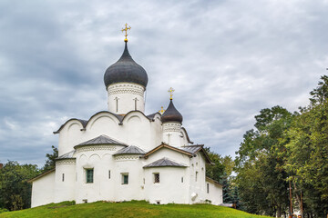 Fototapeta na wymiar Basil Church on the Hill, Pskov, Russia