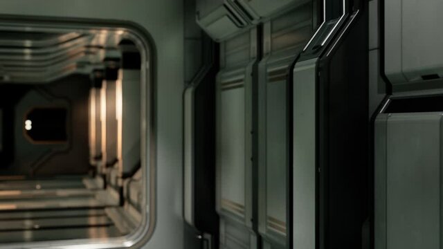 Clean sterile futuristic science fiction interior of a laboratory or spaceship