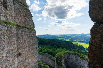 Fototapeta na wymiar Panorama Aussicht von der Burgruine Ruttenstein im Mühlviertel Oberösterreich