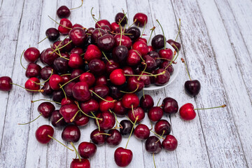 Ripe red cherries in bulk