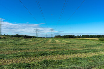 high voltage power lines
field background