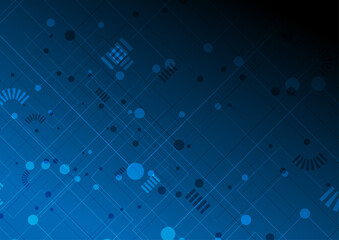 Abstract dark blue tech circuit board lines drawing graphic design. Futuristic computer chip background. Vector illustration