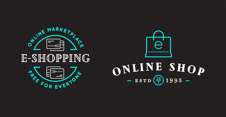 Set of E-Commerce Online Shopping Signs with Icons.