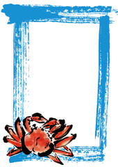 タラバガニの和風の手描きイラスト入りpop Wall Mural 詩織