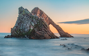 Bow fiddle rock sunrise in Portknockie Scotland