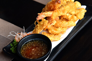 Assorted tempura with source plate