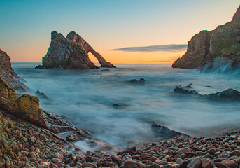 Long exposure at Bow Fiddle Rock in Scotland