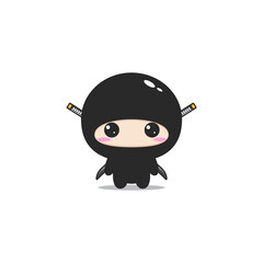 Cartoon ninja drawing in chibi manga style. Cute vector illustration. © Tuba Reza