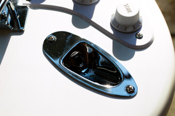 Close up of the input of an electric guitar
