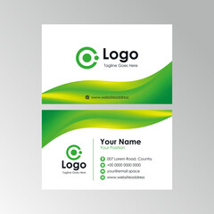 Fototapeta premium abstract smooth fresh green wavy business card design, professional stylish name card template vector