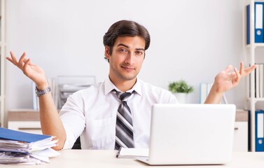 Naklejka premium Young handsome businessman working in office