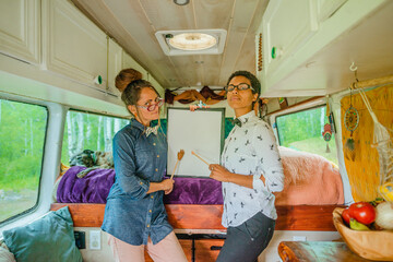 Female couple dressed like teacher