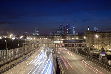 Fototapeta na wymiar car traffic in the city at night, long exposure